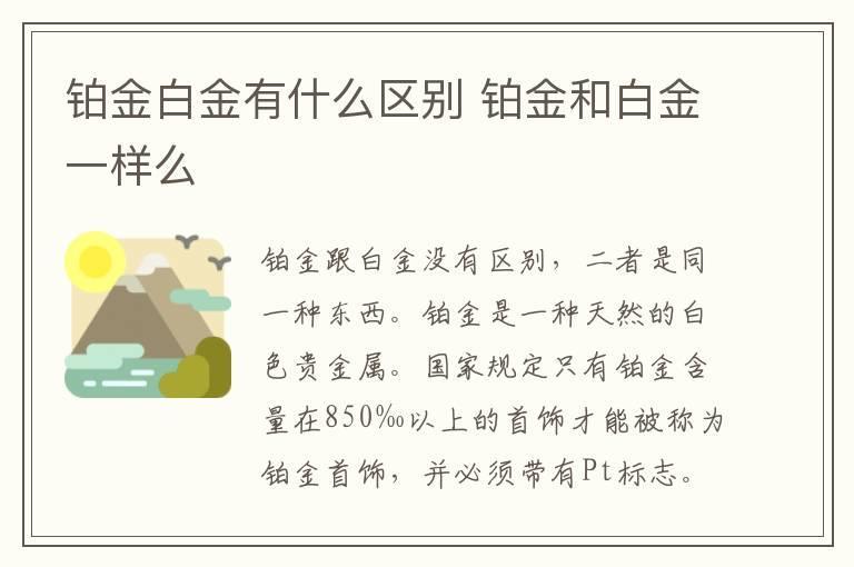 铂金白金有什么区别 铂金和白金一样么