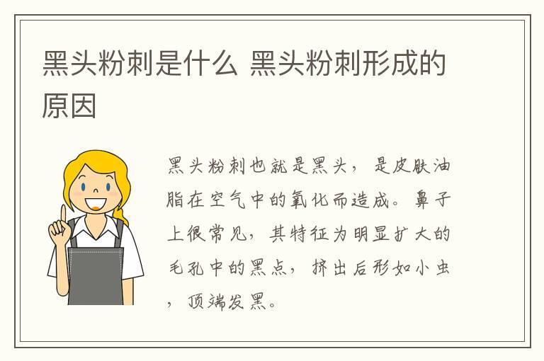 黑头粉刺是什么 黑头粉刺形成的原因