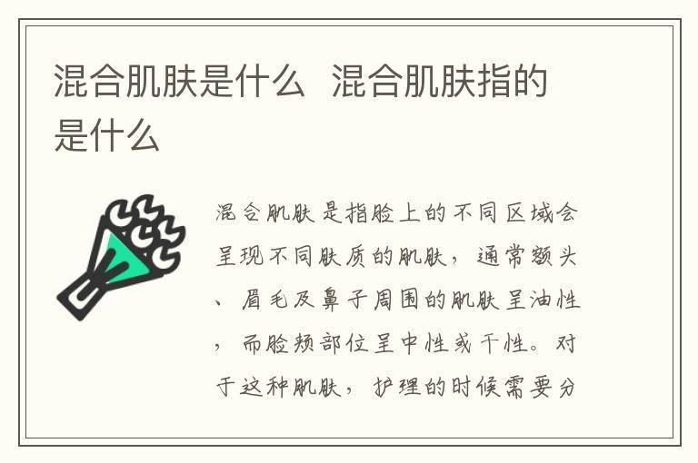混合肌肤是什么 混合肌肤指的是什么