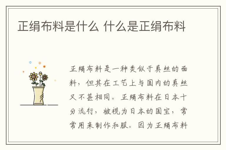 正绢布料是什么 什么是正绢布料