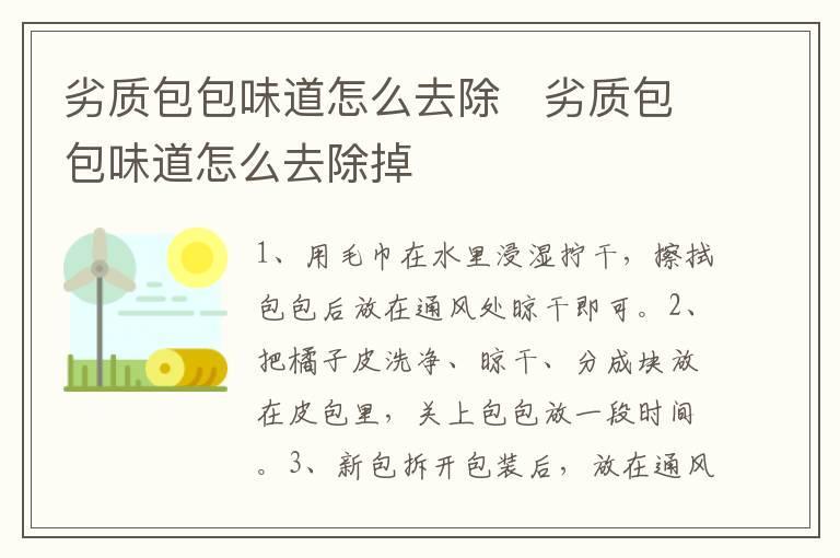 劣质包包味道怎么去除   劣质包包味道怎么去除掉
