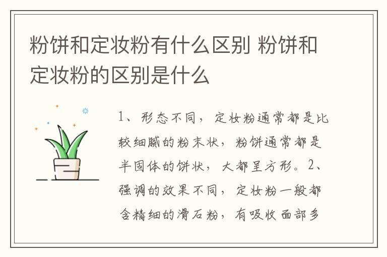 粉饼和定妆粉有什么区别 粉饼和定妆粉的区别是什么