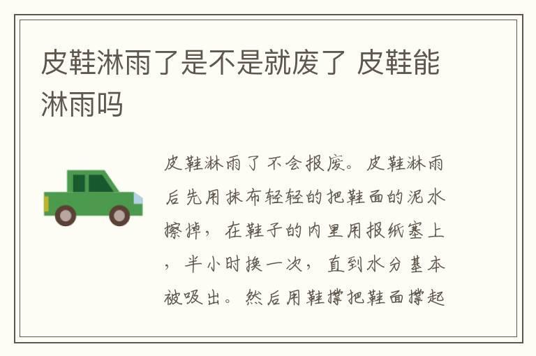 皮鞋淋雨了是不是就废了 皮鞋能淋雨吗