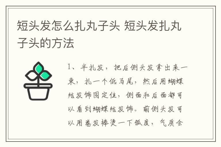 短头发怎么扎丸子头 短头发扎丸子头的方法