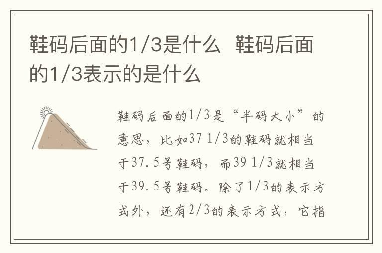鞋码后面的1/3是什么 鞋码后面的1/3表示的是什么