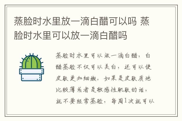 蒸脸时水里放一滴白醋可以吗 蒸脸时水里可以放一滴白醋吗