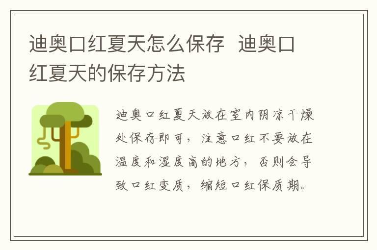 迪奥口红夏天怎么保存 迪奥口红夏天的保存方法