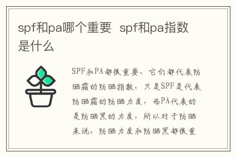 spf和pa哪个重要  spf和pa指数是什么