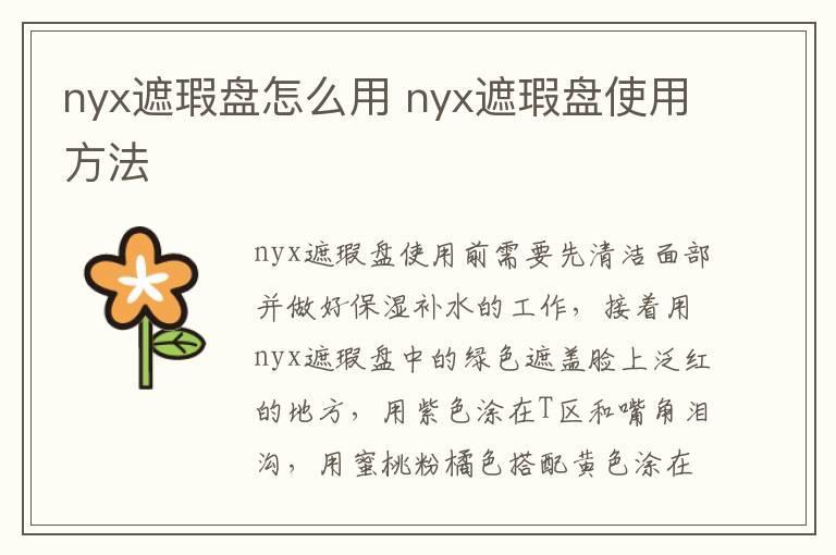 nyx遮瑕盘怎么用 nyx遮瑕盘使用方法
