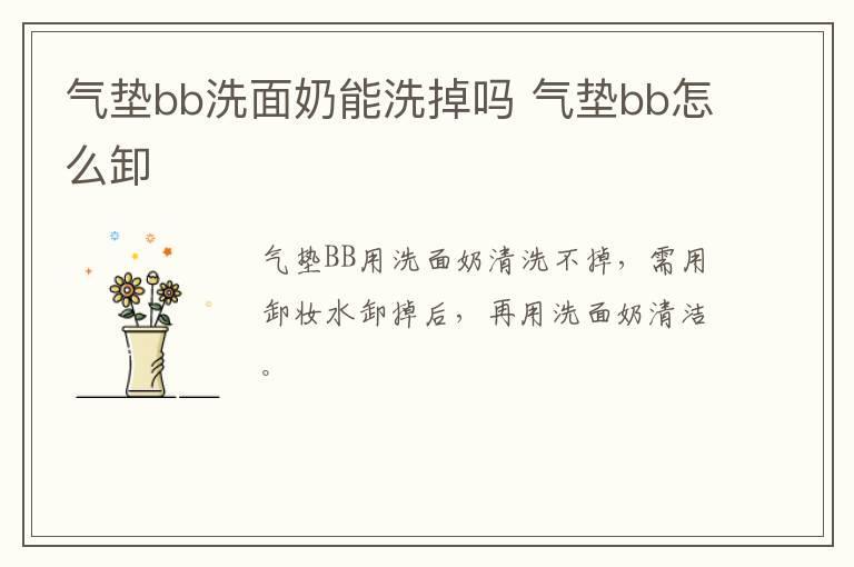 气垫bb洗面奶能洗掉吗 气垫bb怎么卸