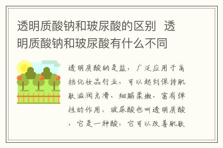 透明质酸钠和玻尿酸的区别 透明质酸钠和玻尿酸有什么不同