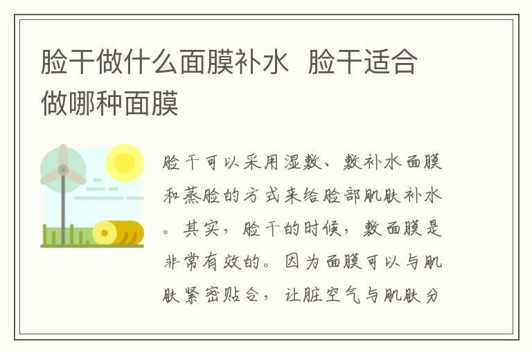 脸干做什么面膜补水 脸干适合做哪种面膜