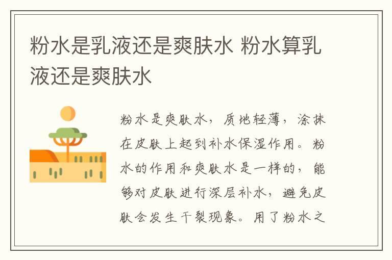 粉水是乳液还是爽肤水 粉水算乳液还是爽肤水