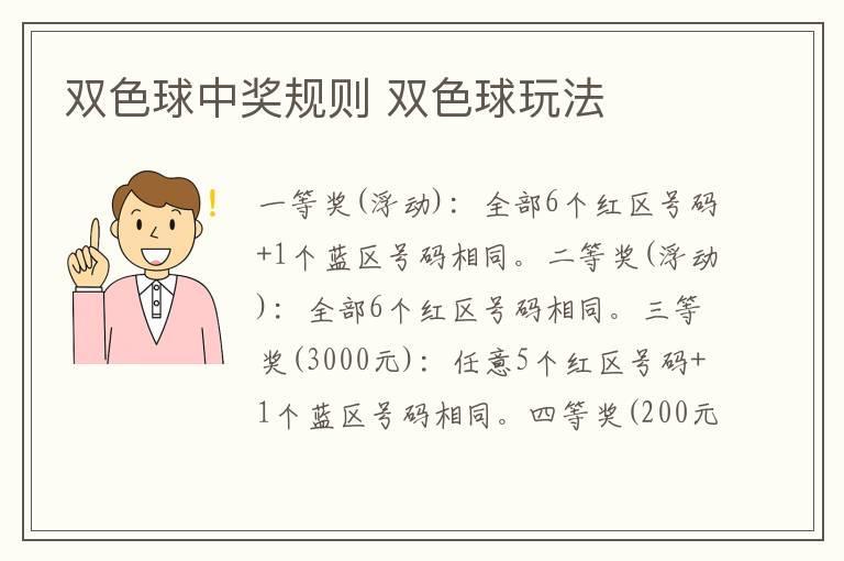 双色球中奖规则 双色球玩法