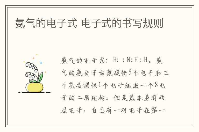 氨气的电子式 电子式的书写规则