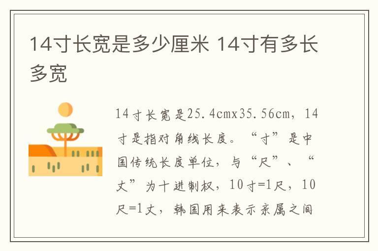 14寸长宽是多少厘米 14寸有多长多宽