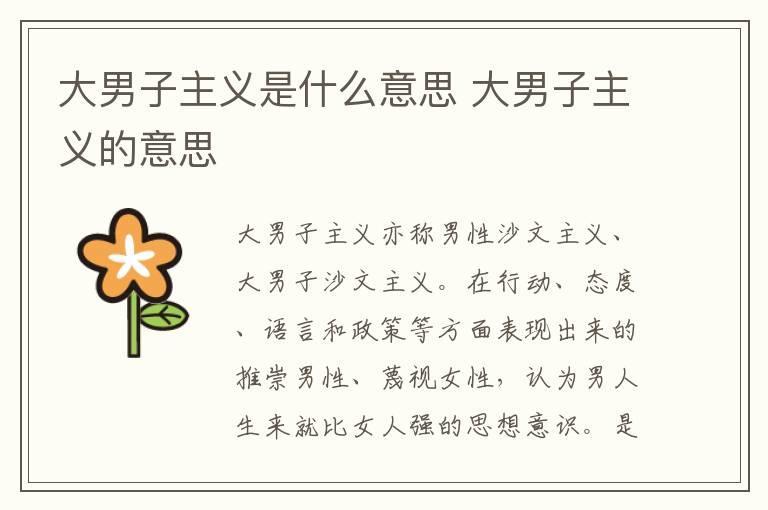 大男子主义是什么意思 大男子主义的意思