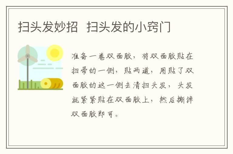 扫头发妙招  扫头发的小窍门