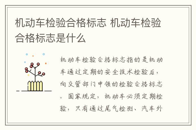 机动车检验合格标志 机动车检验合格标志是什么