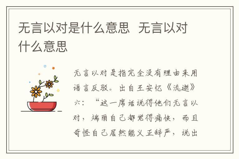 无言以对是什么意思 无言以对什么意思