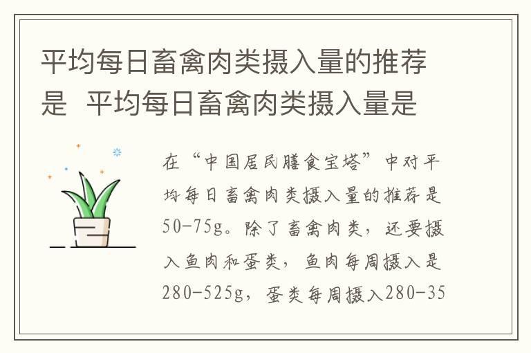 平均每日畜禽肉类摄入量的推荐是 平均每日畜禽肉类摄入量是多少