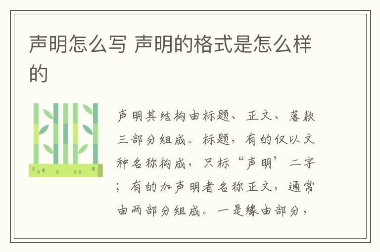 声明怎么写 声明的格式是怎么样的