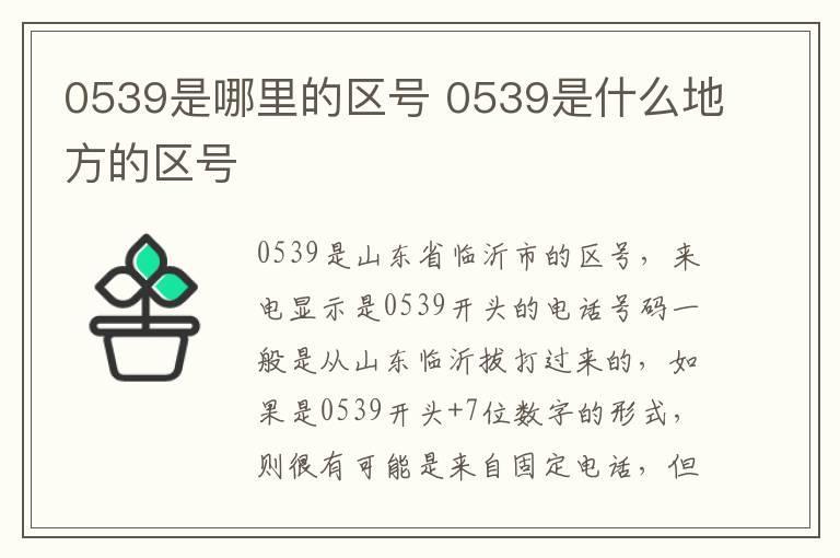 0539是哪里的区号 0539是什么地方的区号