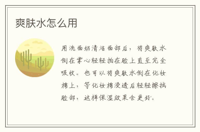 爽肤水怎么用