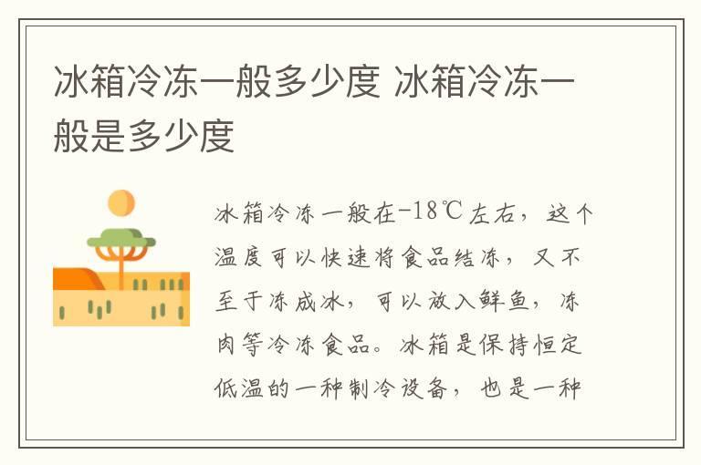 冰箱冷冻一般多少度 冰箱冷冻一般是多少度