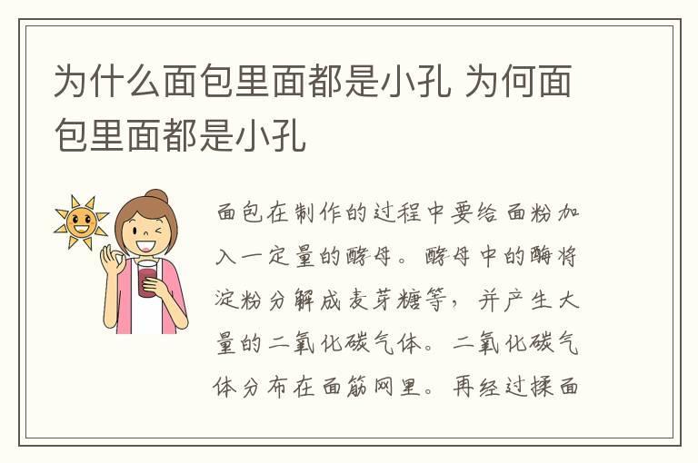 为什么面包里面都是小孔 为何面包里面都是小孔