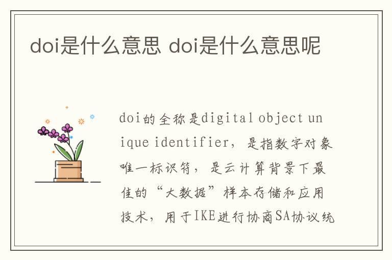 doi是什么意思 doi是什么意思呢