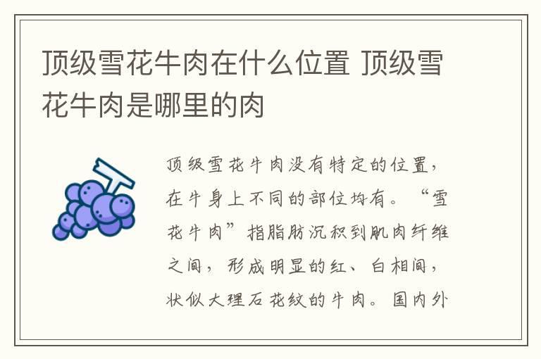 顶级雪花牛肉在什么位置 顶级雪花牛肉是哪里的肉