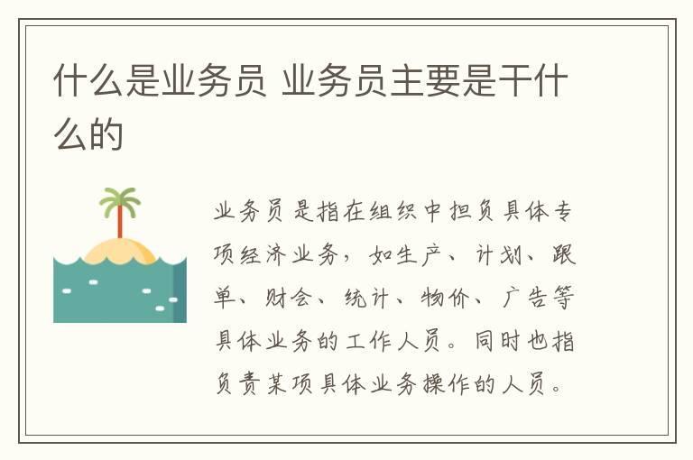 什么是业务员 业务员主要是干什么的
