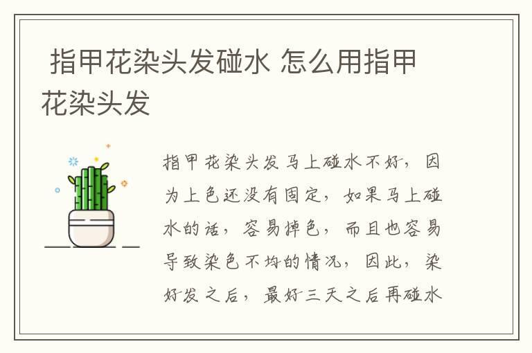 指甲花染头发碰水 怎么用指甲花染头发