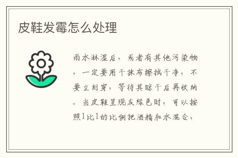 皮鞋发霉怎么处理