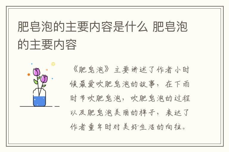 肥皂泡的主要内容是什么 肥皂泡的主要内容