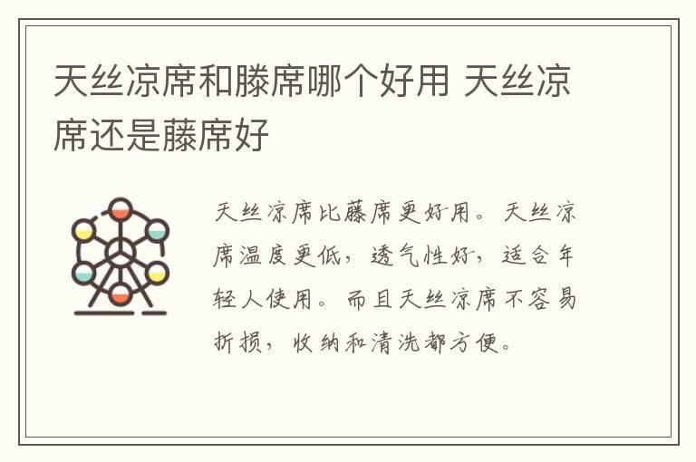 天丝凉席和滕席哪个好用 天丝凉席还是藤席好