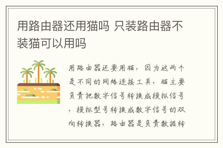 用路由器还用猫吗 只装路由器不装猫可以用吗