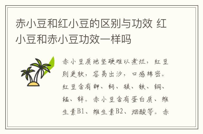 赤小豆和红小豆的区别与功效 红小豆和赤小豆功效一样吗