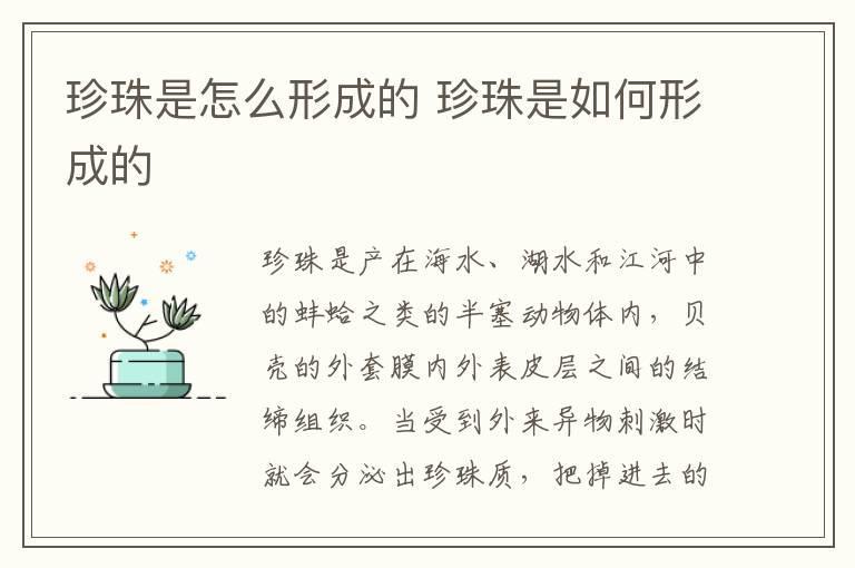 珍珠是怎么形成的 珍珠是如何形成的