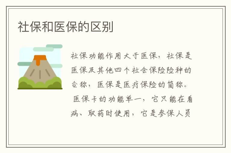 社保和医保的区别