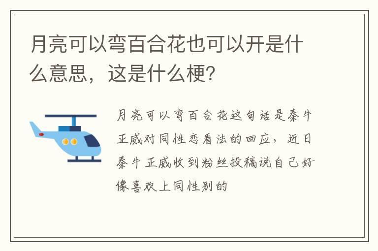 月亮可以弯百合花也可以开是什么意思，这是什么梗？