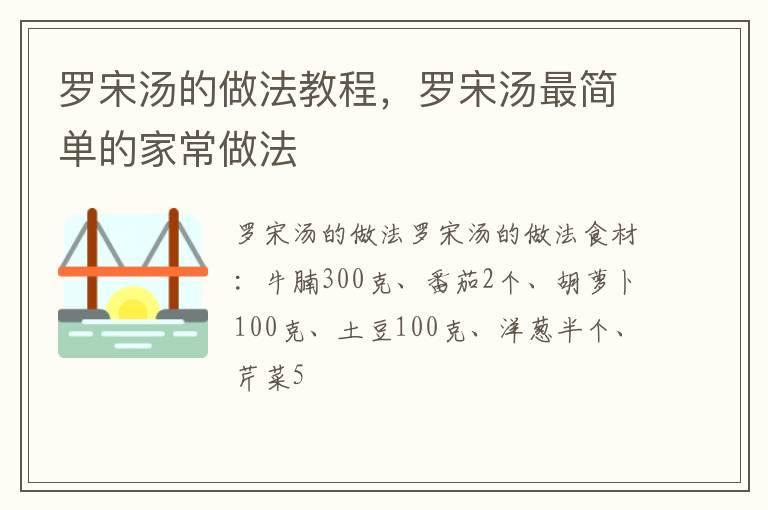 罗宋汤的做法教程,罗宋汤最简单的家常做法